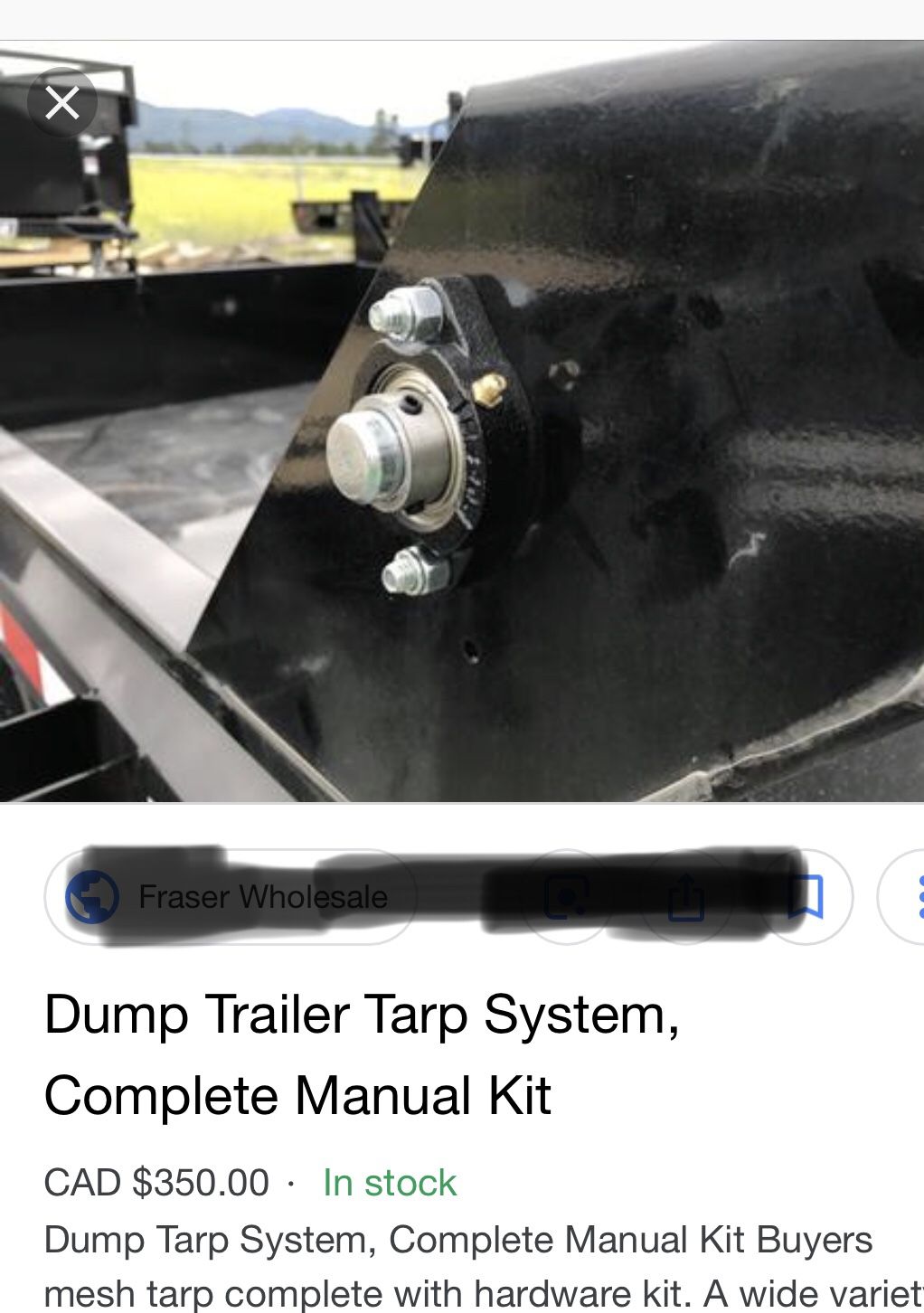 Dump trailer cover tarp kit.