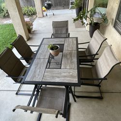 Hampton Bay  7-Piece Metal Rectangle Outdoor Dining Set 