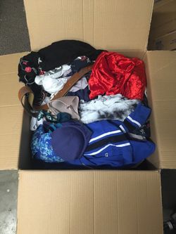 Full box of clothe cleaning closet out come and get it every thing must go !! From $1 to $5