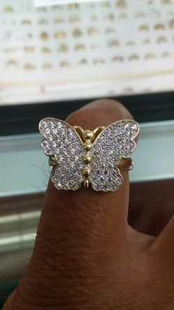 14k Gold buterfly cz stones high quality 3.7 grams
