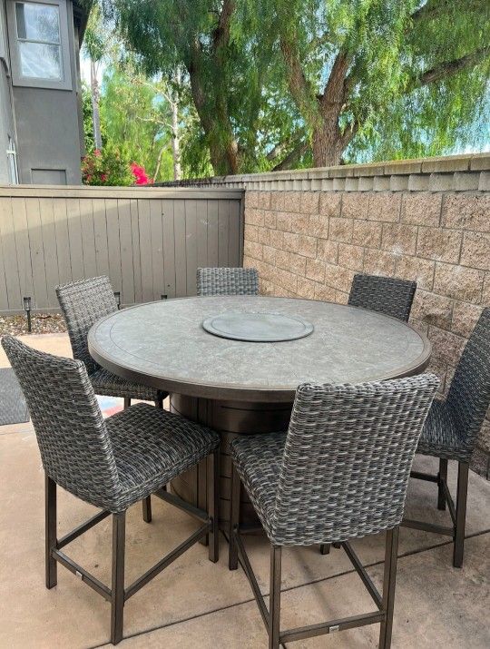7pc Patio Table Dining Fire Pit-like New/outdoor Furniture/outdoor Dining Set/Cash Only