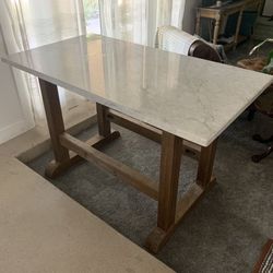 Beautiful Marble Top Dining Table with Wood Base