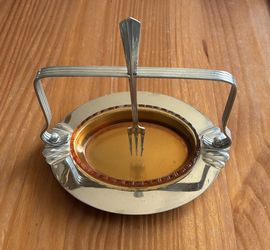 Vintage Farber Brothers Krome Kraft Dish With Fork Hey