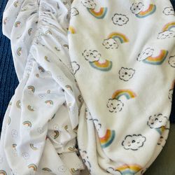 Carters Full Size Crib Sheet And Diaper Changing Sheet.