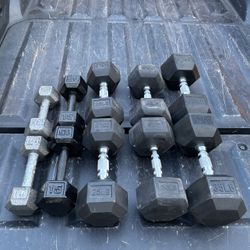 Hexagon Dumbbell Weight Set (10/15/25/30/35lb Pairs)