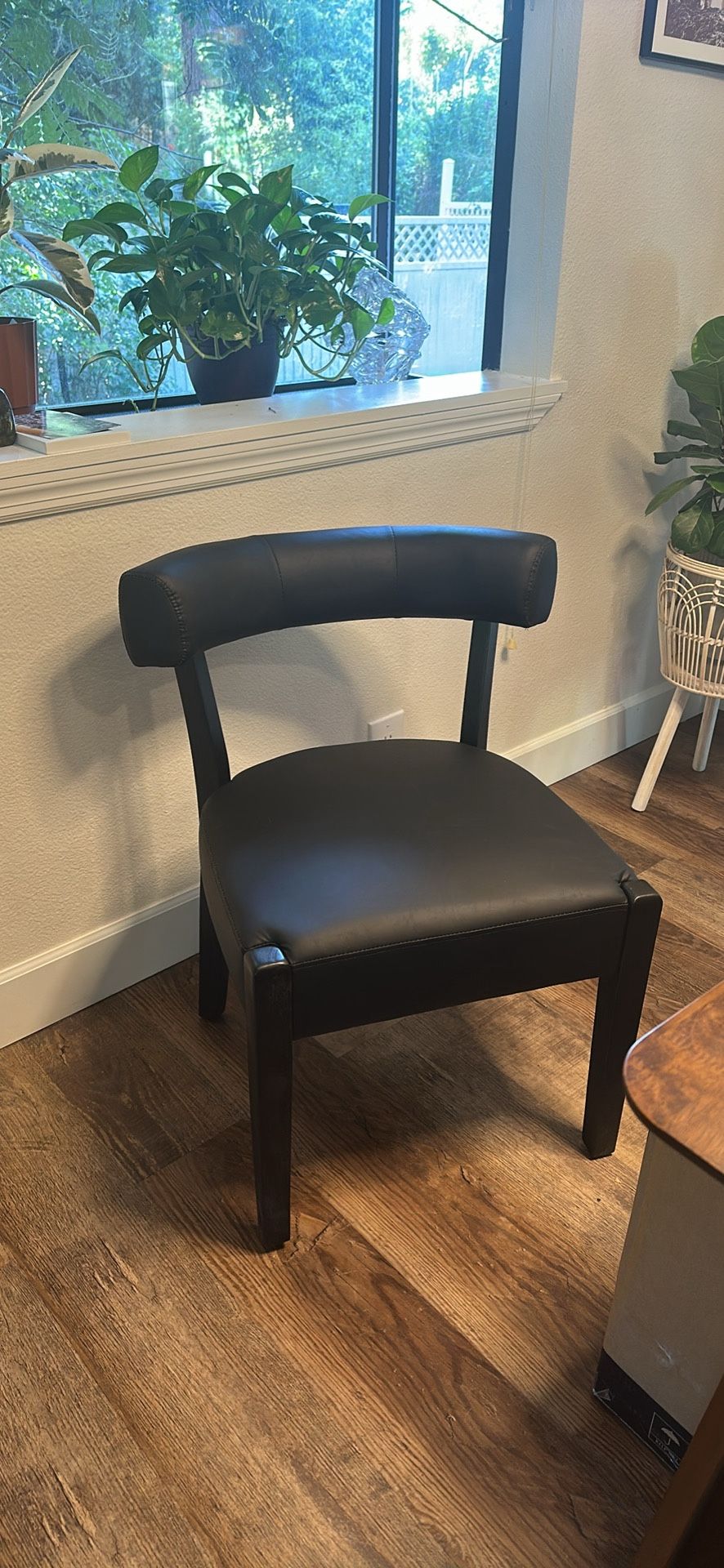 Set of 4 Black Faux Leather & Wood Dining Chairs - Brand New