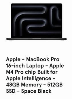 Brand New  Sealed Box 2024 MacBook Pro  M4 Pro Chip, 16-inch, 48GB RAM, 512GB