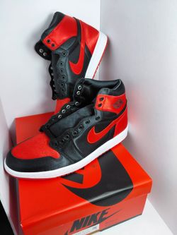 Jordan 1 Retro High OG "Satin" Black University Red White.  Mens Size 10. Women's Size 11.5 Brand New. With Box