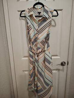 Ann Taylor Petite 16P Sleeveless Striped Button Dress