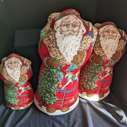 Set of 3 Vintage Father Christmas Stand Up Dolls

