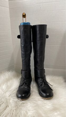 ALDO Black Leather Zip Knee High Riding Boots Size 39 EU 8.5 -9US