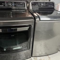 Lg Washer And Dryer Large Set in Black Stainless Steel  Easy Door Load 