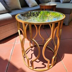 Gold Modern Mirror Top Side Table