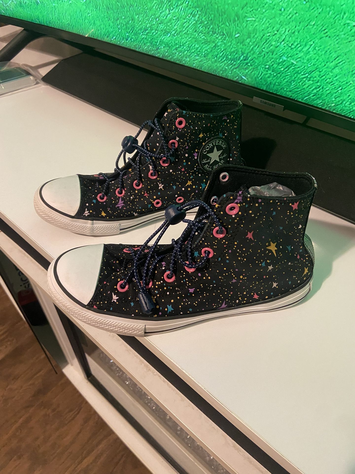 Converse All-Star Black Galaxy Canvas Hi-Top Sneakers size 4