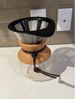 Mubod Replacement Glass Coffee Carafe Pour Over Pitcher Leather Cork Collar