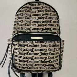 Juicy Couture  Old English Logo Backpack  Color : Beige/Black Medium Size 