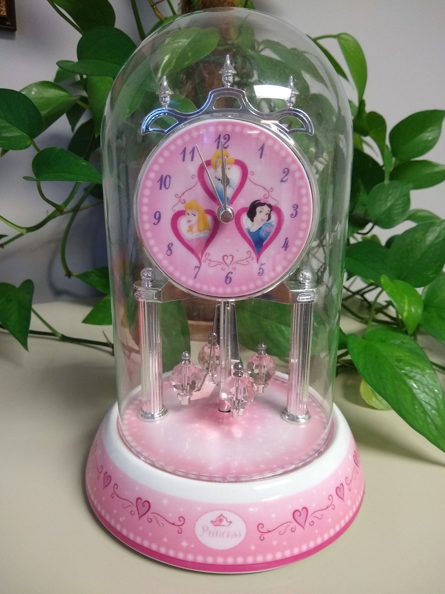 Disney Princess Anniversary Clock Glass Dome