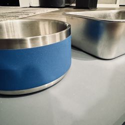 Stainless Good And Water Bowl w/spill trap mat