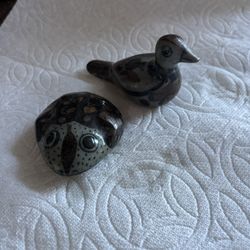 Mexican Frog And Bird Figurines 