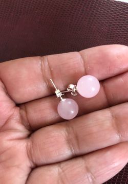 Rose quartz earrings 925 sterling silver