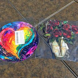 Red Rose Suncatcher And Decorative Tin Heart