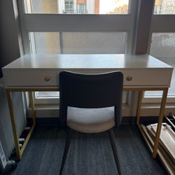 White Wooden / Gold Desk
