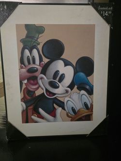 Disney Mickey Mouse Goofy Donald Duck Framed Art