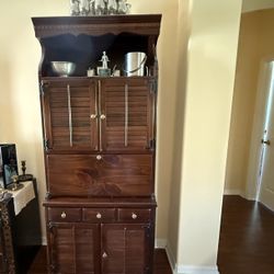 Ethan Allen Antiqued Pine Hutch Cabinet – $200