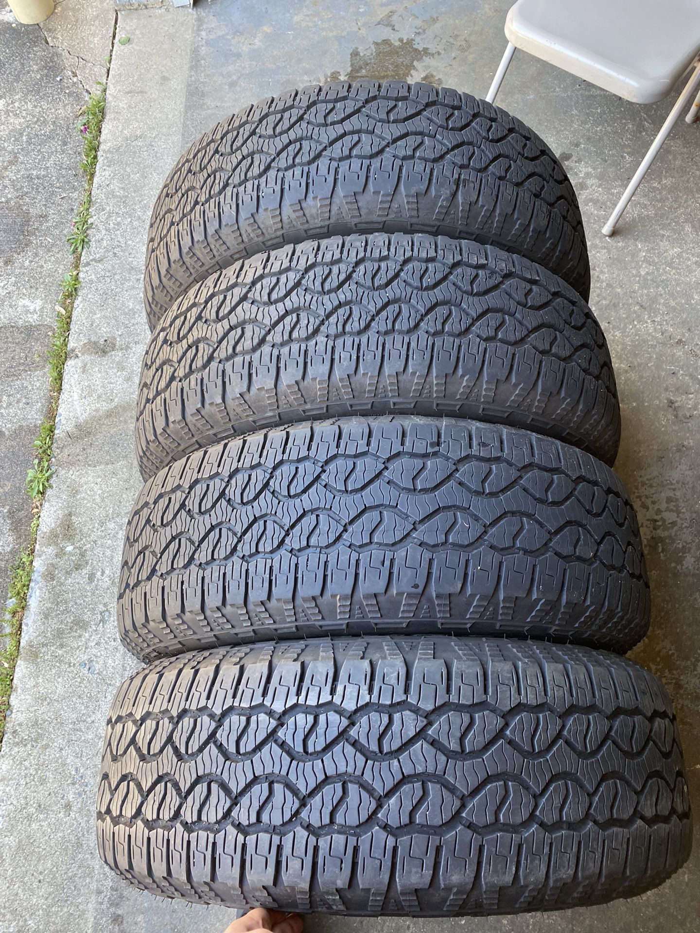 4) 275/65/18 Goodyear Wrangler Territory AT Tires. Tread measures 10-12/32  DOT 2320 $525 for 4 I carry other sizes for Sale in Woodlyn, PA - OfferUp