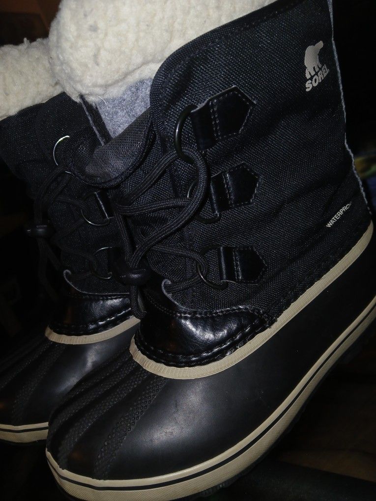 Sorel Boots Girls Size 3 Black Ny 1962-010 Wate o