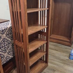 24"W × 60"H X 12"D Wood Solid Oak Mission Spindle Bookcase 