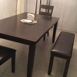 Dining/kitchen table With 4 Chairs And bench