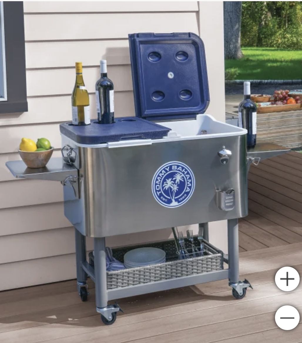Tommy Bahama 100-quart Stainless Steel Rolling Cooler BRAND NEW Still In The Box !!