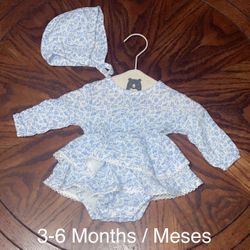 3-6 Month Baby Girl Bodysuit With Hat