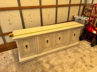 Cream Wood Sideboard with Ornate Panel Doors