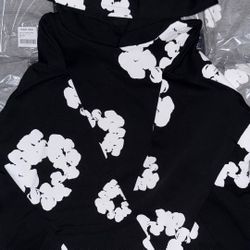 black denim tear hoodie