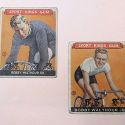 1933 Goudey Sport Kings Bicycling Pair: Bobby Walthour Sr. #7 & Jr. #3
