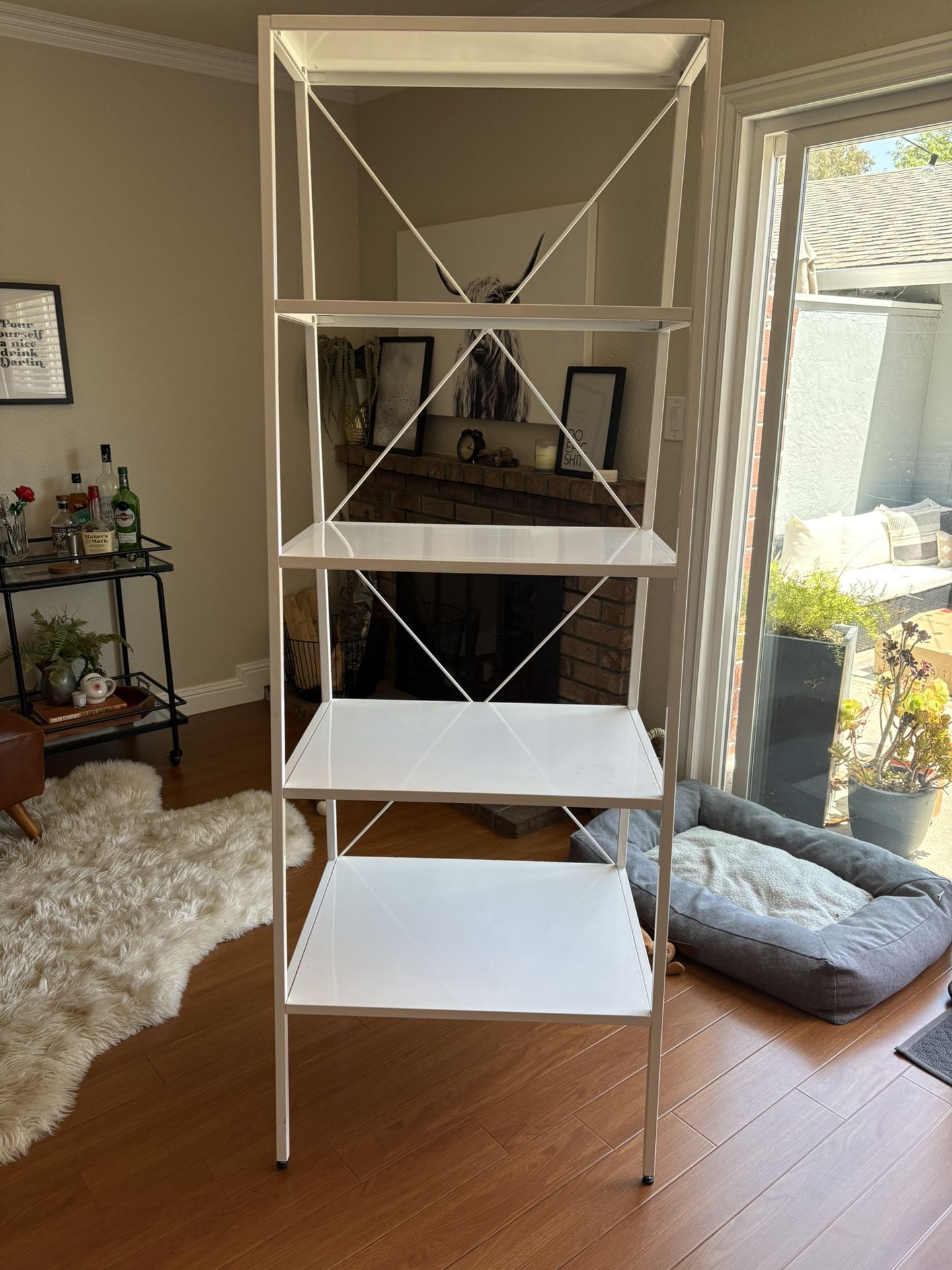 CB2 White Metal Bookshelf
