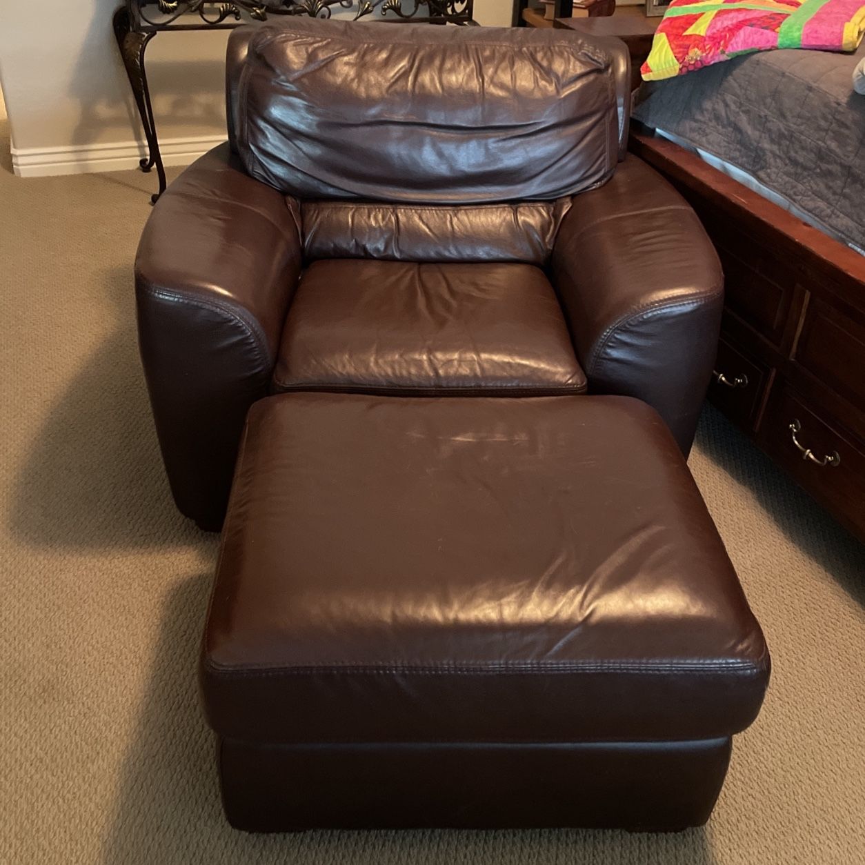 Oversized Leather Chair And Ottoman