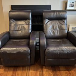 Wallhugger Leather Power Recliners (sold as a pair)