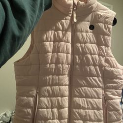 Heated Pink Puffer Vest With Zip Pockets, XL 