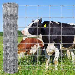 Garvee Livestock Fence, 5Ft x 328Ft Galvanized Wire Fencing, Cattle Farm Fence, Deer Fences, Heavy Zinc Goat Fences for Goat Deer Yard Livestock Prote
