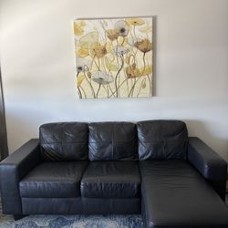 IKEA Black Leather Couch 