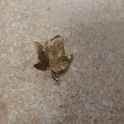 14k Yellow Gold Leaf Pin With Diamond