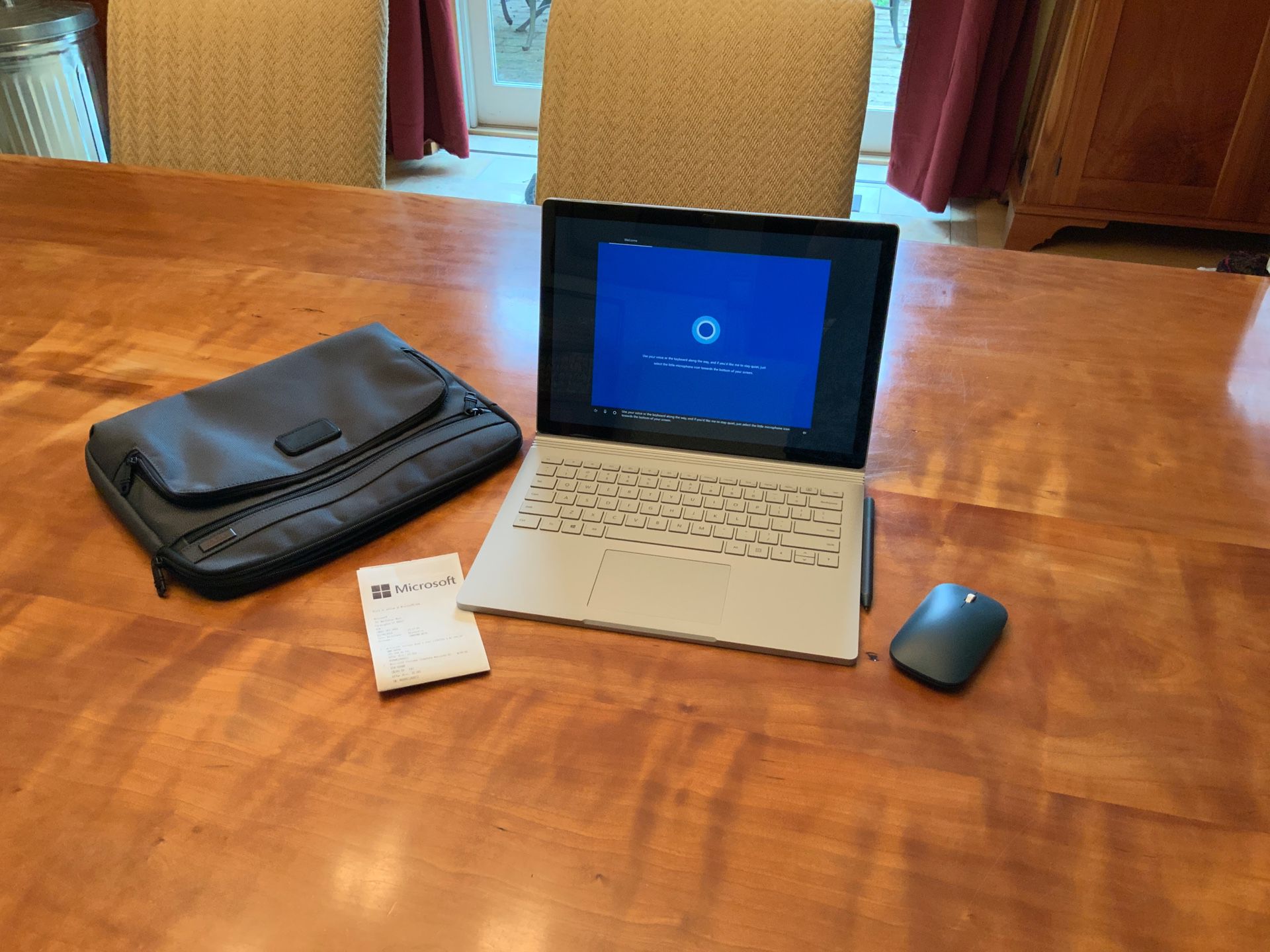 Microsoft Surface Book 2 - 13 inch i7/8/256 with Consumer Complete Warranty, Microsoft Office 365 Home, Sleeve, Mouse, USB adapter, and surface pen.
