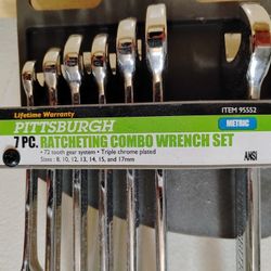 PITTSBURGH Metric Ratcheting Combination Wrench Set, 7-Piece

