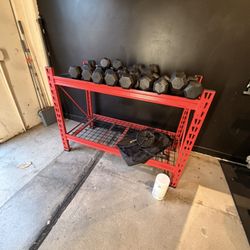 Red Craftsman Work Racks Two Working Commercial Grade Treadmills