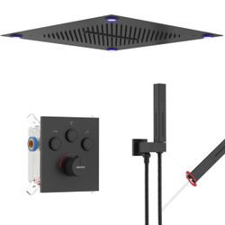 Brand New In The Box- VANFOXLE Thermostatic Shower Faucet Set Matte Black Shower System,Push Button Diverter Shower Faucet with 2 in 1 Handheld,Ceilin
