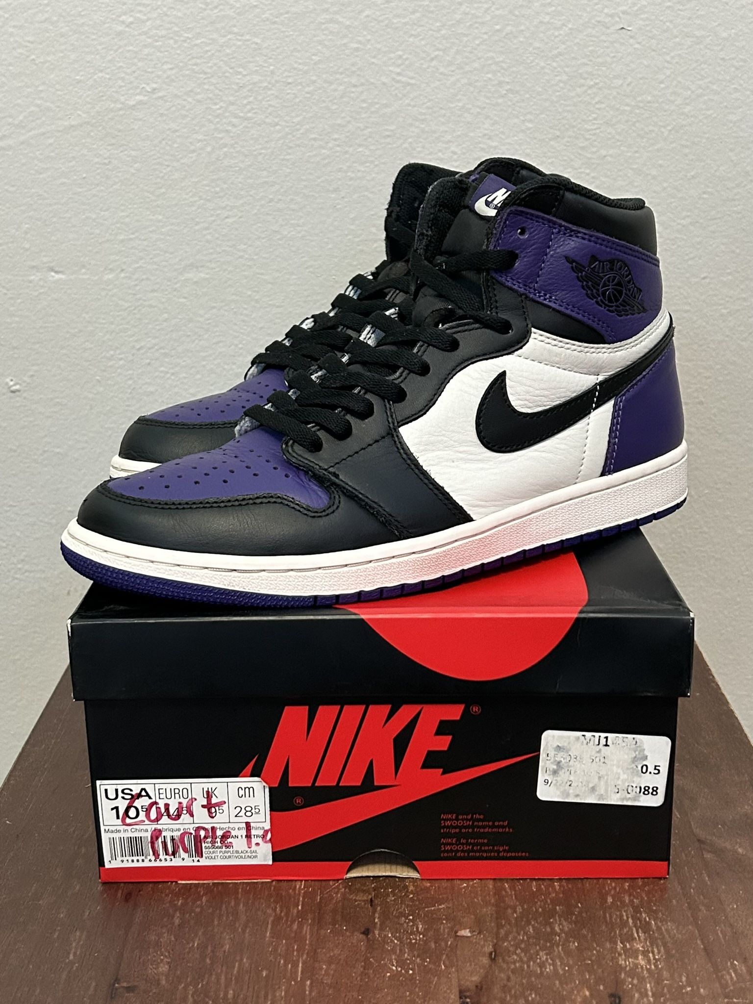 Jordan 1 Court Purple Size 10.5