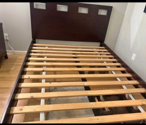 Queen bed brown